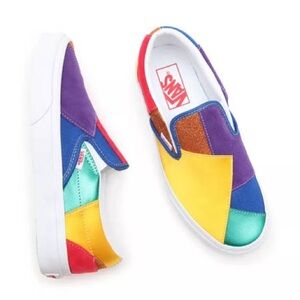 Vans Kids Patchwork Colorful Slip-On Shoes Sz 5 New